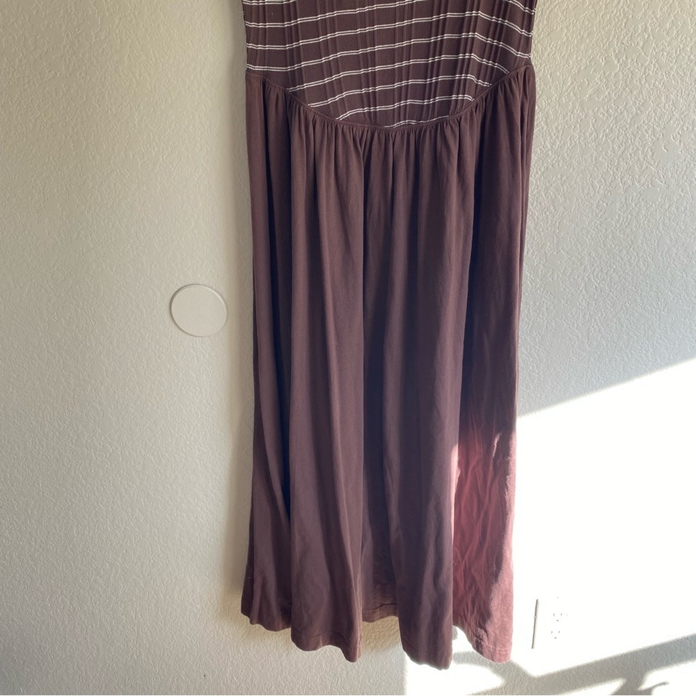 NEW Free People Beach Alana Open-Back Striped Brown Midi - Picture 7 of 10